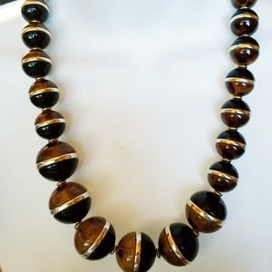 Coldwater Creek Chunky Beaded Necklace Brown Black